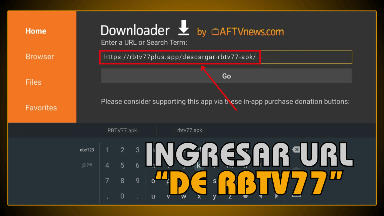 Ingresar URL de RBTV77